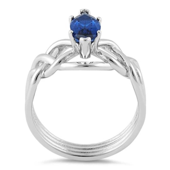 925 STERLING SILVER Marquise Blue Spinel Celtic Knot Ring - Picture 16 of 16